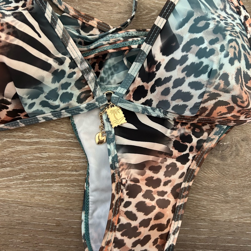 Animal Print Bikini with Gold Charm